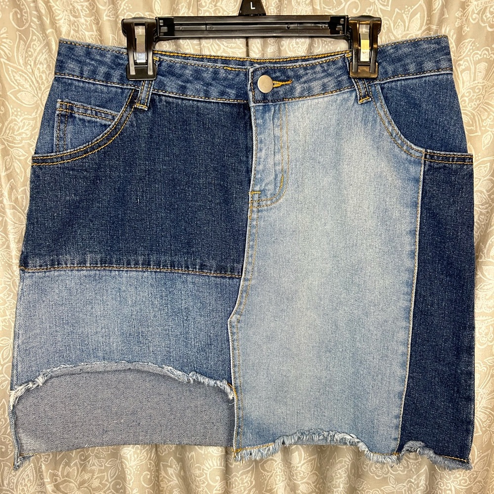 Hayden Blue Asymmetrical Mini Skirt Casual